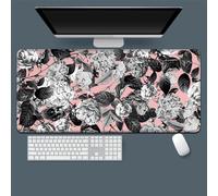 Treer Tropical Plants Print Mouse Mat, Large Mouse Mat with Sewn Edges, Mouse Pad with Non-Slip Base, Gaming Mouse Pad, Mousepad Suitable for Office and Home (Anthracite Leaves,700x300mm)