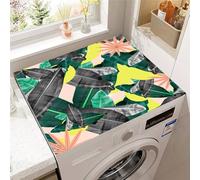 Treer Tropical Plants Washer and Dryer Top Protector Mat, Washer Dryer Covers, Protector Washing Machine Cover Absorbent Quick Drying Diatomaceous Mat for Laundry Room Kitchen (Black-Green,50x50cm)