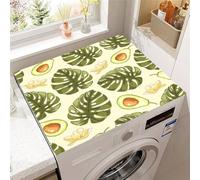 Treer Tropical Plants Washer and Dryer Top Protector Mat, Washer Dryer Covers, Protector Washing Machine Cover Absorbent Quick Drying Diatomaceous Mat for Laundry Room Kitchen (Avocado,50x50cm)