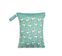 Treer Unicorn Pattern Wet Bag Baby Wet Dry Cloth Diaper Bag, Waterproof Reusable Large Double Zipper Portable Toiletry Bag Nappy Storage Bag for Travel, Beach, Pool, Daycare (Light Green)