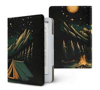 Treer Universal 6.8-7 Inch eReader Protective Case for Kindle Paperwhite 11th/12th Generations,PU Leather Cover with Stand, Card Slot & Elastic Hand Strap (Camping)