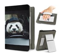Treer Universal 6.8-7 Inch eReader Protective Case for Kindle Paperwhite 11th/12th Generations,PU Leather Cover with Stand, Card Slot & Elastic Hand Strap (Panda)