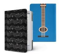 Treer Universal 6.8-7 Inch eReader Protective Case for Kindle Paperwhite 11th/12th Generations,PU Leather Cover with Stand, Card Slot & Elastic Hand Strap (Guitar 4)