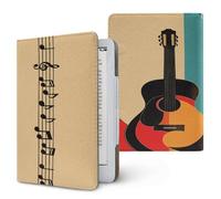 Treer Universal 6.8-7 Inch eReader Protective Case for Kindle Paperwhite 11th/12th Generations,PU Leather Cover with Stand, Card Slot & Elastic Hand Strap (Guitar 2)
