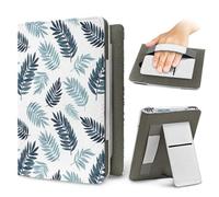 Treer Universal 6.8-7 Inch eReader Protective Case for Kindle Paperwhite for iReader Ocean, Flowers Printed PU Leather Cover with Stand, Card Slot & Elastic Hand Strap (palm leaves)