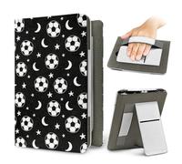 Treer Universal 6.8-7 Inch eReader Protective Case for Kindle Paperwhite for iReader Ocean,Football Printed PU Leather Cover with Stand, Card Slot & Elastic Hand Strap (black,7 inch)