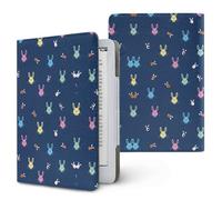 Treer Universal 6.8-7 Inch eReader Protective Case for Kindle Paperwhite for iReader Ocean for BOOX T68 for Kobo Clara, PU Leather Cover with Stand, Card Slot & Elastic Hand Strap (Cartoon Rabbit)