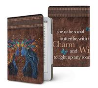 Treer Universal 6.8-7 Inch eReader Protective Case for Kindle Paperwhite for iReader Ocean for BOOX T68 for Kobo Clara, PU Leather Cover with Stand, Card Slot Elastic Hand Strap (Gemini)