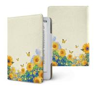 Treer Universal 6.8-7 Inch eReader Protective Case for Kindle Paperwhite for iReader Ocean for BOOX T68 for Kobo Clara, PU Leather Cover with Stand, Card Slot & Elastic Hand Strap (Sunflower 3)