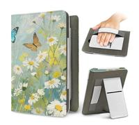 Treer Universal 6.8-7 Inch eReader Protective Case for Kindle Paperwhite for iReader Ocean for BOOX T68 for Kobo Clara, Butterfly print PU Leather Cover with Stand (Daisy)
