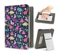Treer Universal 6.8-7 Inch eReader Protective Case for Kindle Paperwhite for iReader Ocean for BOOX T68 for Kobo Clara, Dinosaurs print PU Leather Cover with Stand (Volcano)