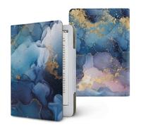 Treer Universal 6.8-7 Inch eReader Protective Case for Kindle Paperwhite for iReader Ocean for BOOX T68 for Kobo Clara, PU Leather Cover with Stand, Card Slot & Elastic Hand Strap (Blue)