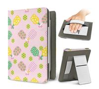 Treer Universal 6.8-7 Inch eReader Protective Case for Kindle Paperwhite, Pickleball Printing PU Leather Cover with Stand, Card Slot & Elastic Hand Strap (pink racket)