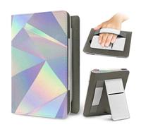 Treer Universal Ebook/eReader Protective Case for Kindle Paperwhite, Protective for Kindle Oasis 3 | 6.8-7 Inch E-Book Reader, PU Cover with Stand Card Slot Hand Strap (Purple-Green 1,1)