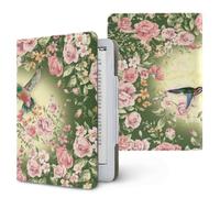 Treer Universal eReader Protective Case for Kindle Paperwhite 6.8-7 Inch, Protective for iReader Ocean for BOOX T68 for Kobo Clara PU Cover with Stand Card Slot, Retro Floral (Dark Green)