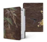 Treer Universal eReader Protective Case for Kindle Paperwhite 6.8-7 Inch, Protective for iReader Ocean for BOOX T68 for Kobo Clara PU Cover with Stand Card Slot, Retro Floral (Dark Brown)