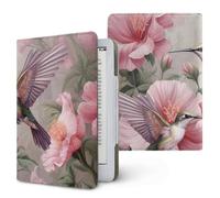 Treer Universal eReader Protective Case for Kindle Paperwhite 6.8-7 Inch, Protective for iReader Ocean for BOOX T68 for Kobo Clara PU Cover with Stand Card Slot, Retro Floral (Pink)