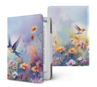 Treer Universal eReader Protective Case for Kindle Paperwhite 6.8-7 Inch, Protective for iReader Ocean for BOOX T68 for Kobo Clara PU Cover with Stand Card Slot, Retro Floral (Purple)