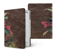 Treer Universal eReader Protective Case for Kindle Paperwhite 6.8-7 Inch, Protective for iReader Ocean for BOOX T68 for Kobo Clara PU Cover with Stand Card Slot, Retro Floral (Coffee)