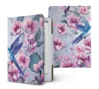 Treer Universal eReader Protective Case for Kindle Paperwhite 6.8-7 Inch, Protective for iReader Ocean for BOOX T68 for Kobo Clara PU Cover with Stand Card Slot, Retro Floral (Pinkish Purple)