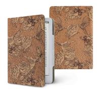 Treer Universal eReader Protective Case for Kindle Paperwhite 6.8-7 Inch, Protective for iReader Ocean for BOOX T68 for Kobo Clara PU Cover with Stand Card Slot, Retro Floral (Brown)