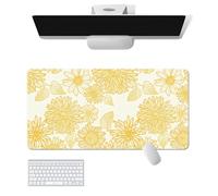 Treer Various Print Mouse Mat, Large Mouse Mat with Sewn Edges, Mouse Pad with Non-Slip Base, Gaming Mouse Pad, Mousepad Suitable for Office and Home (Yellow,600 * 300 * 3mm)