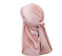 Treer Velvet Durag Cap for Men Women, Plain Long Tail Soft Durag Headwraps for 360 Waves,Unisex Sport Cap Hippie Pirate Bandanas Turban (100cm,Pink)
