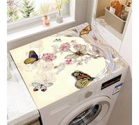 Treer Washer and Dryer Top Protector Mat, 3D Butterfly Washer Dryer Covers, Protector Washing Machine Cover Absorbent Quick Drying Diatomaceous Mat for Laundry Room Kitchen (Khaki,60x60cm)