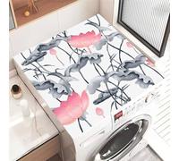 Treer Washer and Dryer Top Protector Mat, 3D Lotus Washer Dryer Covers, Protector Washing Machine Cover Absorbent Quick Drying Diatomaceous Mat for Laundry Room, Kitchen (Grayish white,50x60cm)