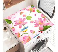 Treer Washer and Dryer Top Protector Mat, 3D Lotus Washer Dryer Covers, Protector Washing Machine Cover Absorbent Quick Drying Diatomaceous Mat for Laundry Room, Kitchen (Pinkish white,50x50cm)