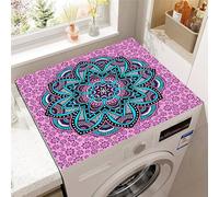 Treer Washer and Dryer Top Protector Mat, 3D Mandala Washer Dryer Covers, Protector Washing Machine Cover Absorbent Quick Drying Diatomaceous Mat for Laundry Room, Kitchen (Purple,60x60cm)