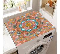 Treer Washer and Dryer Top Protector Mat, 3D Mandala Washer Dryer Covers, Protector Washing Machine Cover Absorbent Quick Drying Diatomaceous Mat for Laundry Room, Kitchen (Light orange,30x40cm)