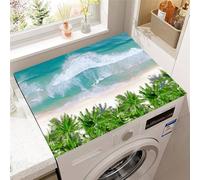 Treer Washer and Dryer Top Protector Mat, Beach Print Washer Dryer Cover Protector, Washing Machine Countertop Pads, Absorbent Non Slip Diatomite Mat for Laundry Room (Green,30x40cm)