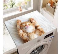 Treer Washer and Dryer Top Protector Mat, Cat Print Washer Dryer Cover Protector, Washing Machine Countertop Pads, Absorbent Non Slip Diatomite Mat for Laundry Room (Orange cat,40x50cm)