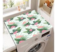 Treer Washer and Dryer Top Protector Mat, Flamingo Print Washer Dryer Cover Protector, Washing Machine Countertop Pads, Absorbent Non Slip Diatomite Mat for Laundry Room (Green leaves,50x60cm)