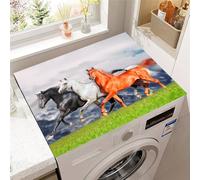 Treer Washer and Dryer Top Protector Mat, Horse Print Washer Dryer Cover Protector, Washing Machine Countertop Pads, Absorbent Non Slip Diatomite Mat for Laundry Room (Grass,30x40cm)