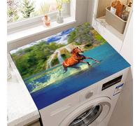 Treer Washer and Dryer Top Protector Mat, Horse Print Washer Dryer Cover Protector, Washing Machine Countertop Pads, Absorbent Non Slip Diatomite Mat for Laundry Room (Lake,60x60cm)