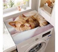Treer Washer and Dryer Top Protector Mat, Washer Dryer Covers, Protector Washing Machine Cover Absorbent Quick Drying Diatomaceous Mat for Laundry Room Kitchen, 3D Cat (Staring kitten,50x50cm)
