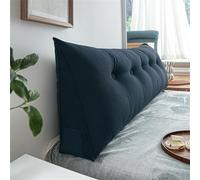Treer Wedge Pillow Headboard Large Lumbar Support Cushion for Bed Headboard Sofa, Luxury Triangular Backrest Positioning Bolster Soft Rest Reading Pillow Waist Cushion (120 * 50 * 20cm,Dark blue)