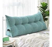 Treer Wedge Pillow Headboard Large Lumbar Support Cushion for Bed Headboard Sofa, Soft Triangular Backrest Positioning Bolster Rest Reading Pillow Waist Cushion -12 Colors (80 * 50 * 20cm,Lake Blue)