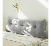 Treer Wedge Pillow Headboard Large Lumbar Support Cushion for Headboard Bed Sofa Luxury Triangular Backrest Positioning Bolster Soft Rest Reading Pillow Waist Cushion (80 * 40 * 12cm,Grey)