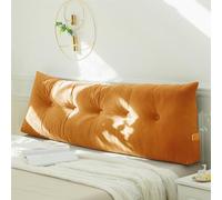 Treer Wedge Pillow Headboard Large Lumbar Support Cushion for Headboard Bed Sofa Luxury Triangular Backrest Positioning Bolster Soft Rest Reading Pillow Waist Cushion (80 * 40 * 12cm,Orange)
