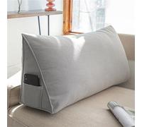 Treer Wedge Pillow Headboard Large Lumbar Support Cushion for Headboard Bed Sofa, Multicolor Triangular Backrest Positioning Bolster Soft Rest Reading Pillow Waist Cushion (60 * 35 * 20cm,Grey)