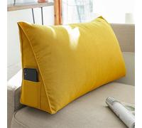Treer Wedge Pillow Headboard Large Lumbar Support Cushion for Headboard Bed Sofa, Multicolor Triangular Backrest Positioning Bolster Soft Rest Reading Pillow Waist Cushion (80 * 35 * 20cm,Yellow)