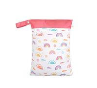 Treer Wet Dry Bags Baby Diaper Bag Waterproof Rainbow Series Double Layer Zipper Pockets Reusable Portable Large Nappy Bags Wet Clothes Organizer for Travel, Beach, Pool (The Clouds)