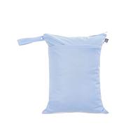 Treer Wet Dry Bags Solid Color Waterproof Baby Diaper Bag Two Zipper Pockets, Reusable Portable Nappy Bags Wet Clothes Organizer for Travel, Beach, Pool, Daycare (Baby Blue)