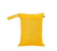 Treer Wet Dry Bags Solid Color Waterproof Baby Diaper Bag Two Zipper Pockets, Reusable Portable Nappy Bags Wet Clothes Organizer for Travel, Beach, Pool, Daycare (Yellow)