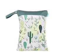 Treer Wet Dry Bags Waterproof Baby Diaper Bag Bohemian Rainbow Double Zipper Pockets Reusable Portable Nappy Bags Wet Clothes Organizer - for Travel, Beach, Pool, Daycare (Cactus)
