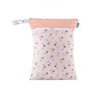 Treer Wet Dry Bags Waterproof Baby Diaper BagUnicorn Pattern Double Zipper Pockets Reusable Portable Nappy Bags Wet Clothes Organizer - for Travel, Beach, Pool, Daycare (Red Triangle)