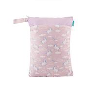 Treer Wet Dry Bags Waterproof Baby Diaper BagUnicorn Pattern Double Zipper Pockets Reusable Portable Nappy Bags Wet Clothes Organizer - for Travel, Beach, Pool, Daycare (Pink Unicorn)